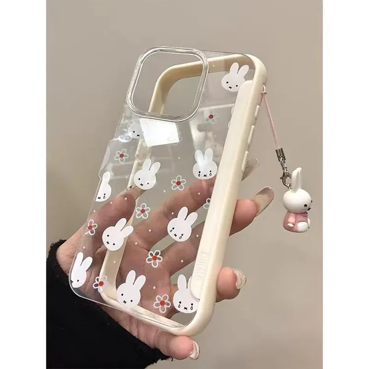 翻盖支架米菲兔猫咪苹果16手机壳iPhone13/14/15全包式防摔pura70