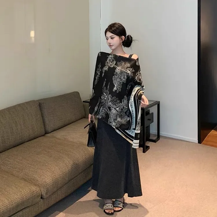 深林女款极简风冬天洋气百搭羊毛围巾冬季披肩时尚黑色气质秋冬
