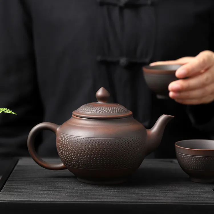 紫陶茶壶手工挑刀工艺仿古壶泡茶单壶泡普洱复古紫砂陶壶茶具是否