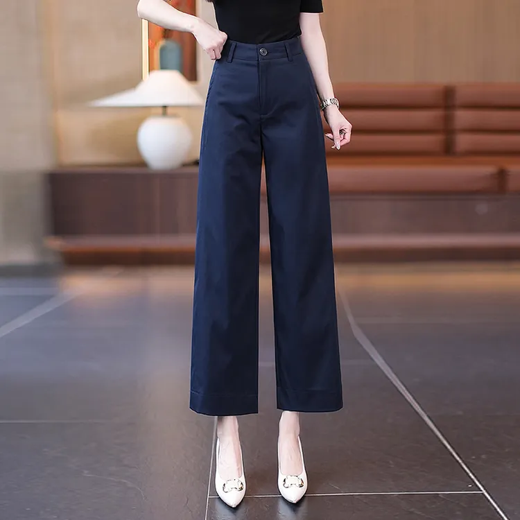 天丝棉窄版阔腿裤女士夏季薄款2025新款冰丝高腰垂感九分直筒裤子