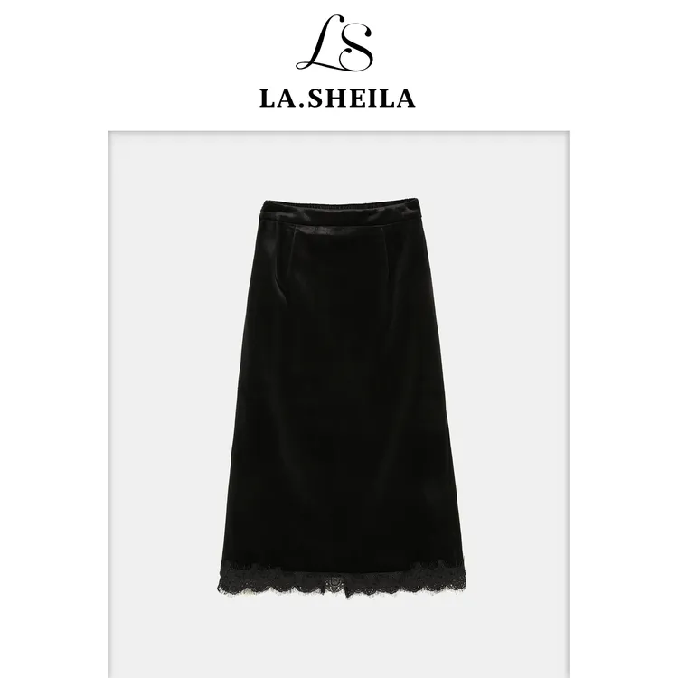 LA.Sheila 睫毛蕾丝丝绒半身裙253-BQ/1009-95851