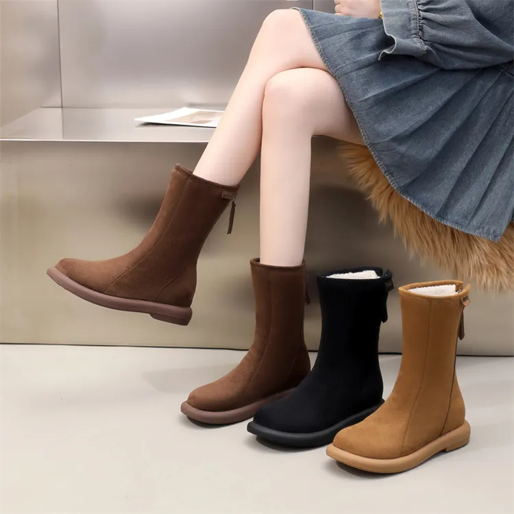 女款中筒厚底雪地靴2026新款加厚雪地靴时尚百搭厚底防滑大码42