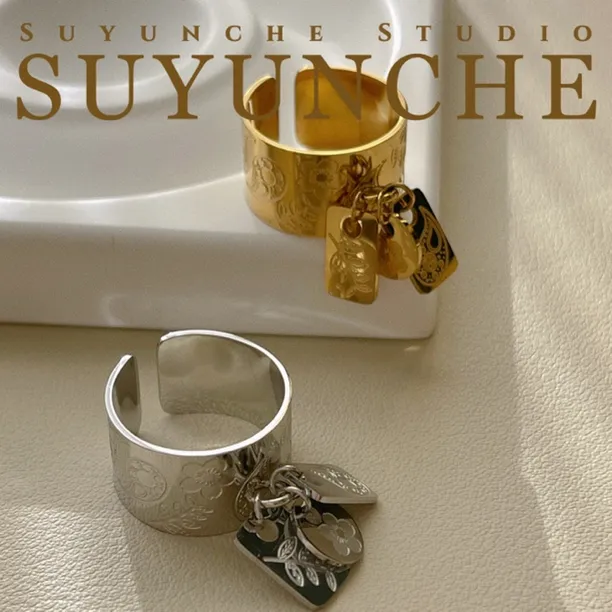 钛钢戒指 Suyunche2854复古流苏吊坠别致戒指