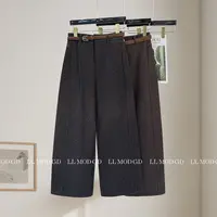 软糯复古魂 复古老钱风极简通勤慵懒显瘦羊毛直筒阔腿裤YL-263328
