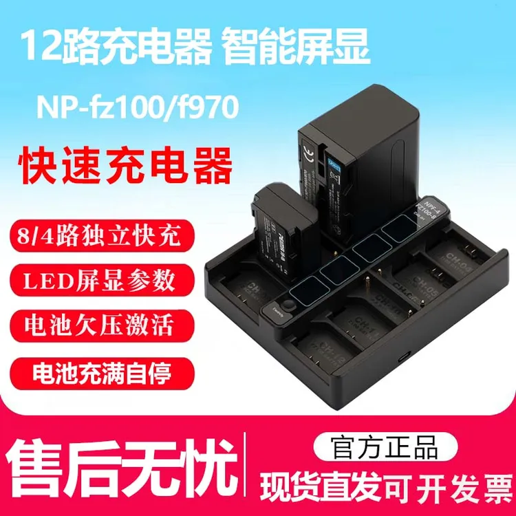 沛马NP-FZ100八路快速充电器适用索尼NPF摄像适机相机电池充电器