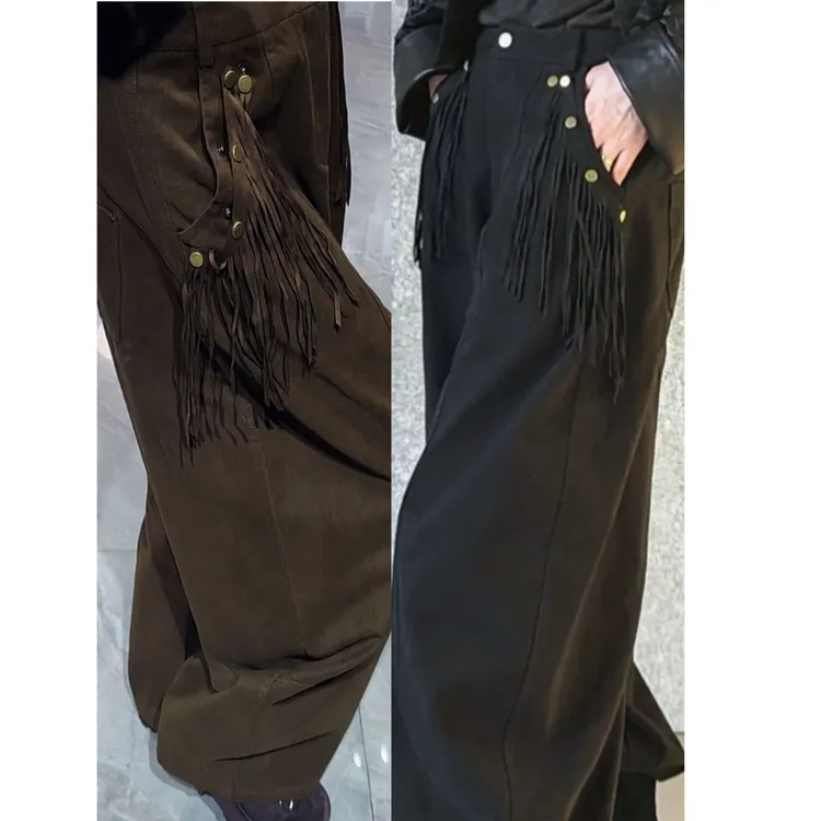 钥钥家欧韩女装，潮牌裤，口袋流苏时尚休闲宽松秋冬小众