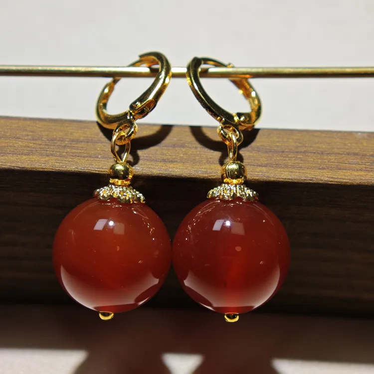 [宠粉价]精致天然南红玛瑙耳扣款 轻奢红色显白百搭款耳环