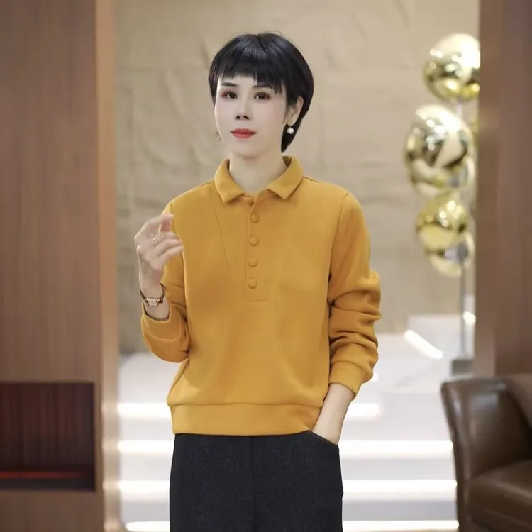 【渲渲推荐】ZY-6766秋冬季休闲时尚分割线翻领小衫