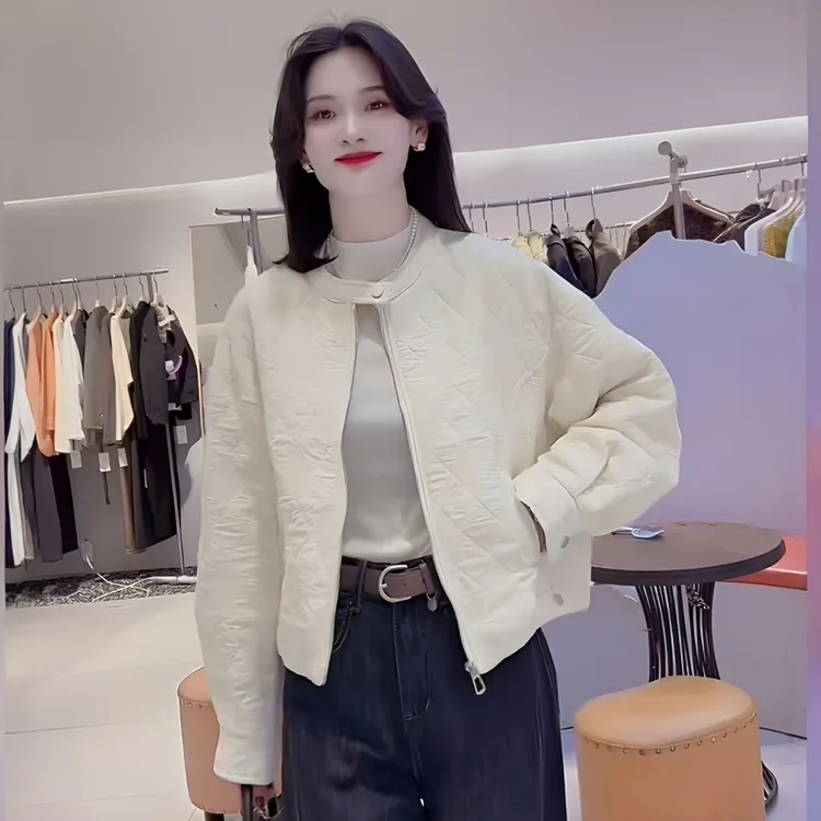 正版小立领高级感加厚夹克短外套女装2025秋冬韩系超好看休闲上衣