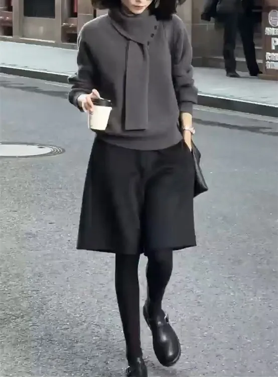 新款简约时尚上衣阔腿五分裤