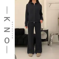 【KNO】5169  秋冬新款通勤连帽卫衣款微喇裤套装时尚休闲百搭