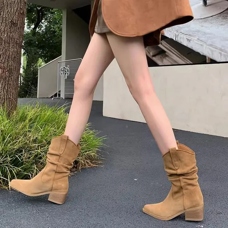 【DR专柜品质】【复古短靴】羊皮赵露思同款增高堆堆短靴女2025