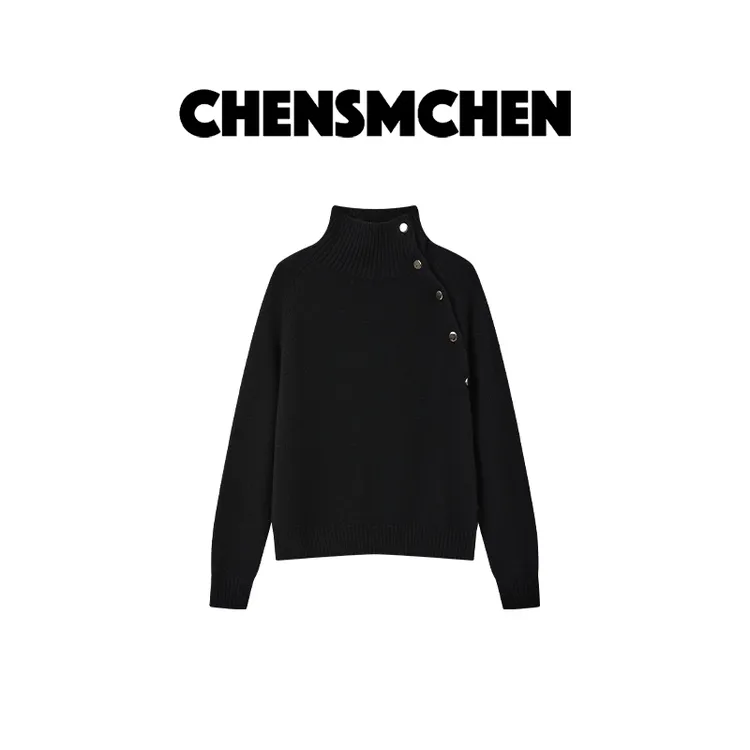 CHENSMCHEN 100绵羊毛高领针织衫女时尚百搭显瘦上衣CSM11605YW
