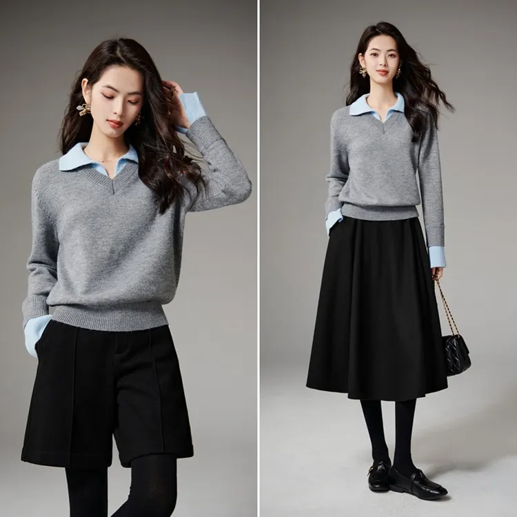 【新品】2025翻领上衣简洁大方百搭针织衫女25052518