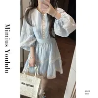【mimius】肉肉 复古风刺绣收腰仙女风连衣裙 G04010