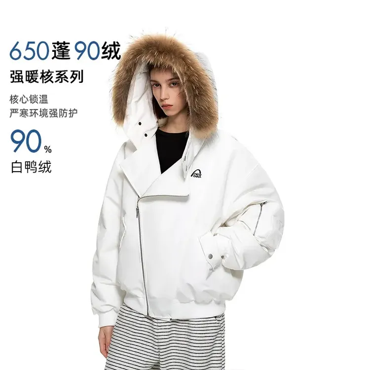 【卢昱晓同款】NICEBAD真貉子毛可拆卸毛领羽绒服派克服新国标90绒