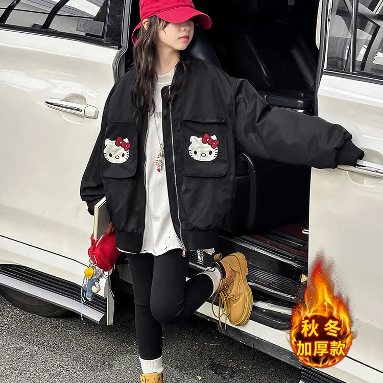 女童秋装外套2025新款儿童女孩秋冬季洋气夹棉加厚卡通夹克上衣潮