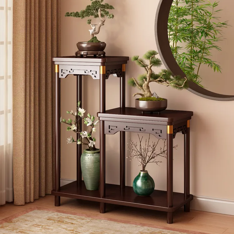 花台花架子客厅落地式置物架阳台花盆托架中式多层实木植物架2025