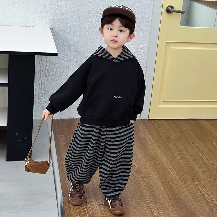 男童套装童装春秋款2025新款帅气连帽卫衣韩版秋装儿童秋季套装