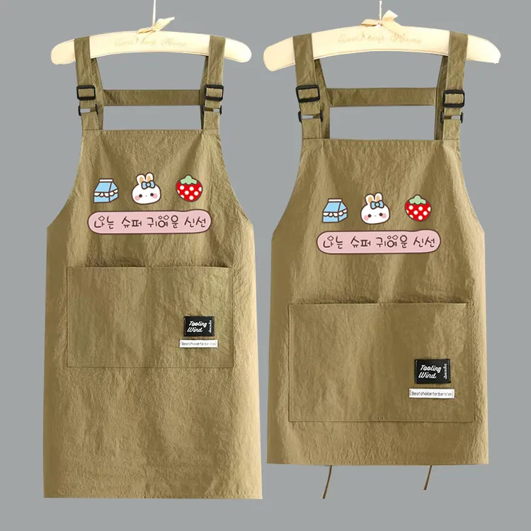 防泼水透气围裙厨房家用时尚耐脏短款围腰餐饮做饭上班工作服定制