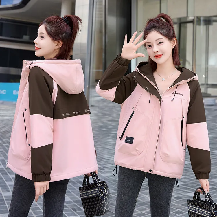 初冬加棉冲锋衣女款2025新款棉服外套短款宽松小个子秋季棉袄棉衣