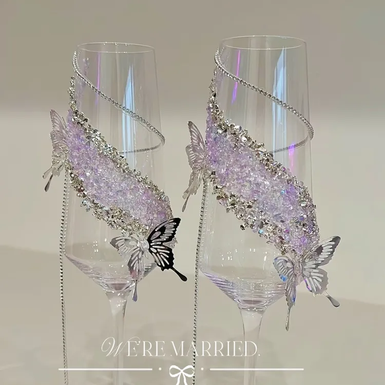 氛围感小众敬酒杯香槟杯装饰diy材料包结婚订婚礼物情人节送女生