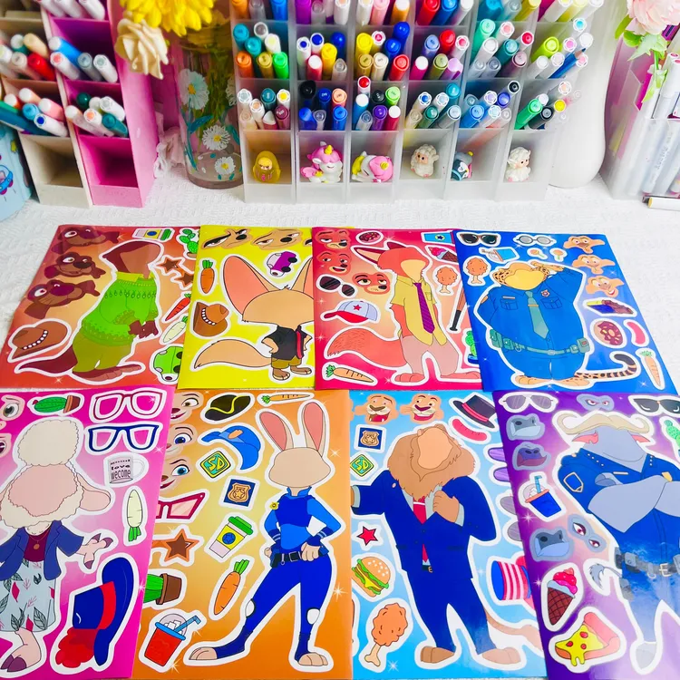 疯狂动物城换装拼图（大尺寸高质量）贴纸儿童益智手工DIY贴纸