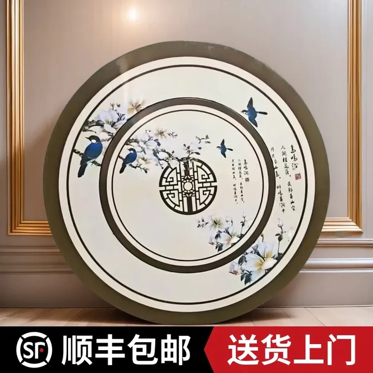 特厚不锈钢圆餐桌折叠桌圆形内置转盘吃饭桌酒店家用大圆桌子10人