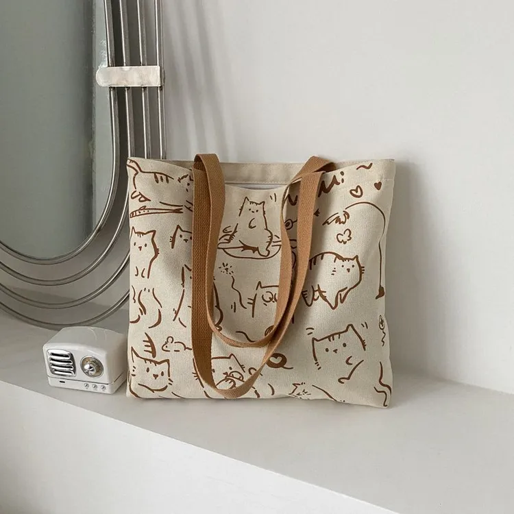 帆布包女春夏大学生上课单肩包通勤大容量包挎包手提袋新款C1