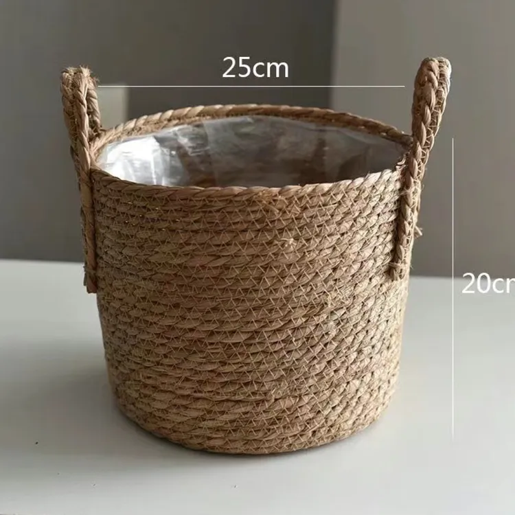 七夕新款草编北欧风落地花篮复古花店diy花艺资材家居收纳