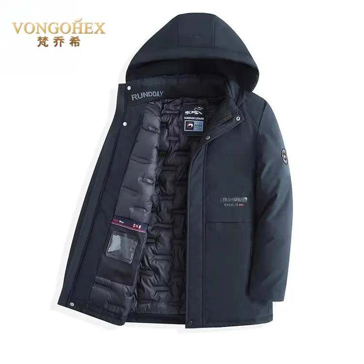 VONGOHEX男士休闲棉衣秋冬季新款加厚保暖户外棉服连帽可拆卸外套