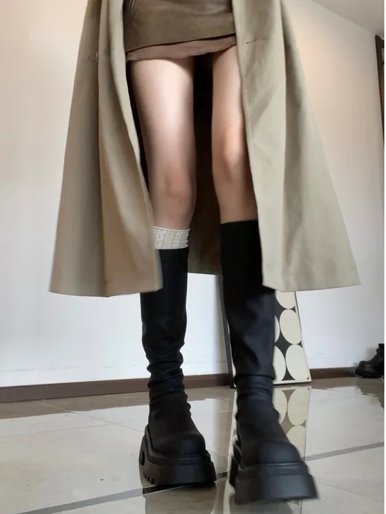 韩版秋季女款2025新款小个子长筒靴早秋冬季高筒骑士黑色中筒长靴