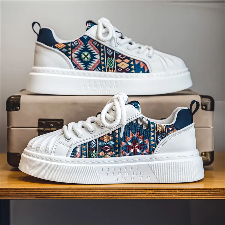 2025新款夏季透气吸震男士休闲厚底帆布贝壳头运动小白鞋男款