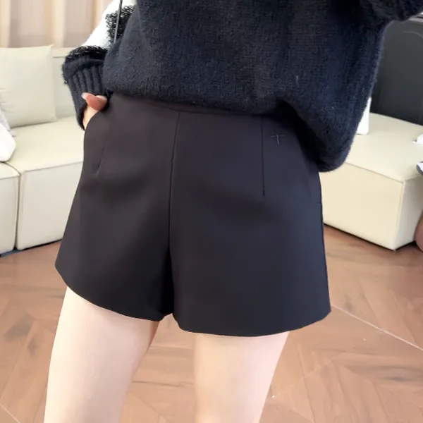“大长腿”靴裤小蜜蜂刺绣高腰休闲百搭小A版直筒短裤西装裤251395#