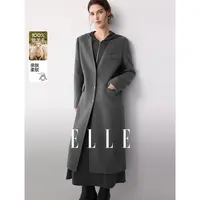 【100%绵羊毛】ELLE女装双面呢大衣25冬季新款毛呢外套EN52351