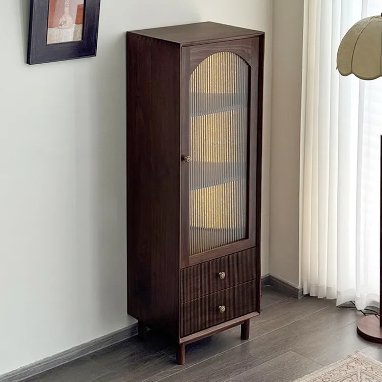 苏作集北美黑胡桃木流年高柜家用简约艺术书柜储藏展示柜落地酒柜