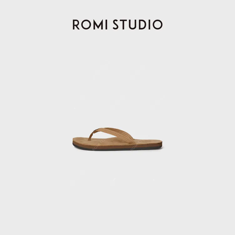ROMI STUDIO舒适脚感 磨砂牛皮休闲日常夹趾拖鞋人字拖RWCRP37633