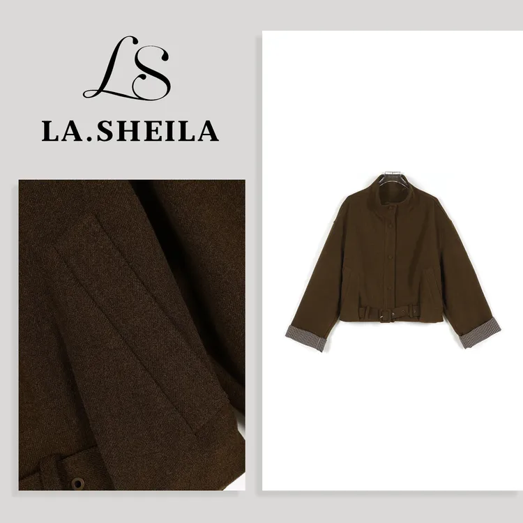 LA.Sheila 格子袖口立领短外套253-WT/0918-98172