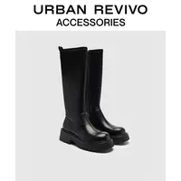 URBAN REVIVO2025秋季新款女士气质圆头厚底长靴UAYS50102