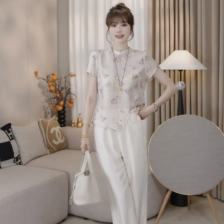 LMENY蝶意莺情～新中式斜襟立领浪漫艺术感小衫25BC030