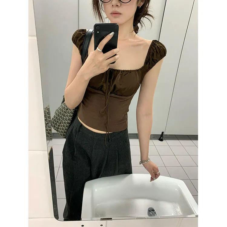 夏季新款修身显瘦穿搭小众设计款简约风上衣休闲简约时尚宽松长裤