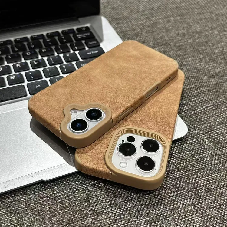 奥菲顿秋冬翻毛皮适用苹果17大孔贴皮16手机壳华为vivo小米15oppo