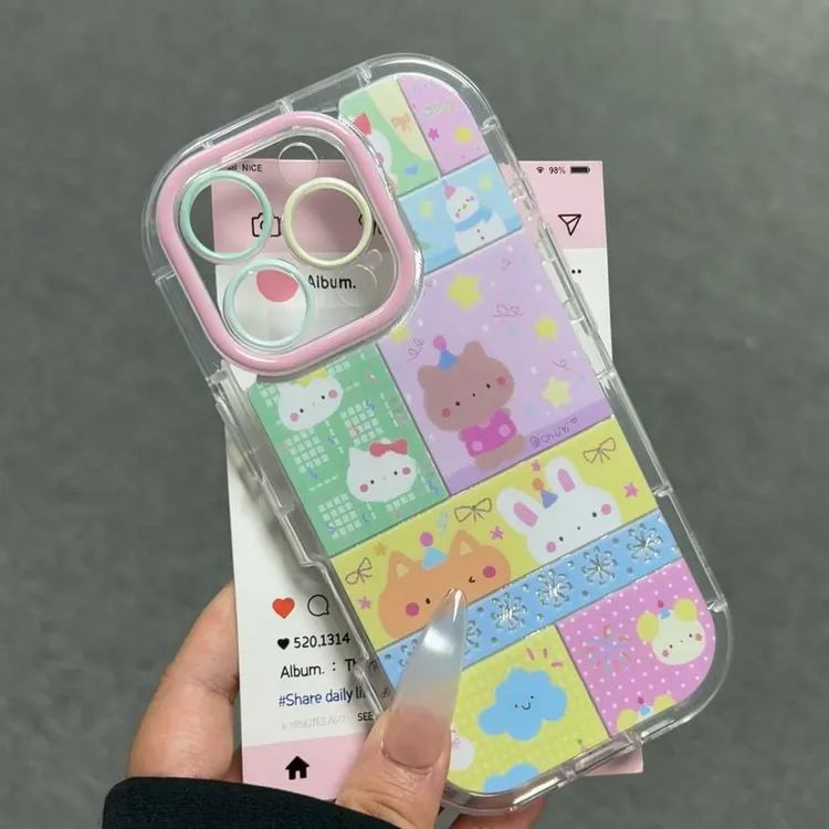 拼接雪花猫咪适用苹果17手机壳华为vivo小米15可爱新款防摔女荣耀
