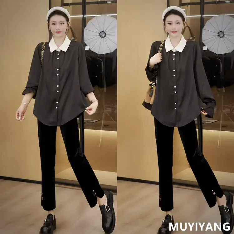 【笙柚】设计感小众娃娃领爱心扣高定版衬衫 衣长70 25-452#