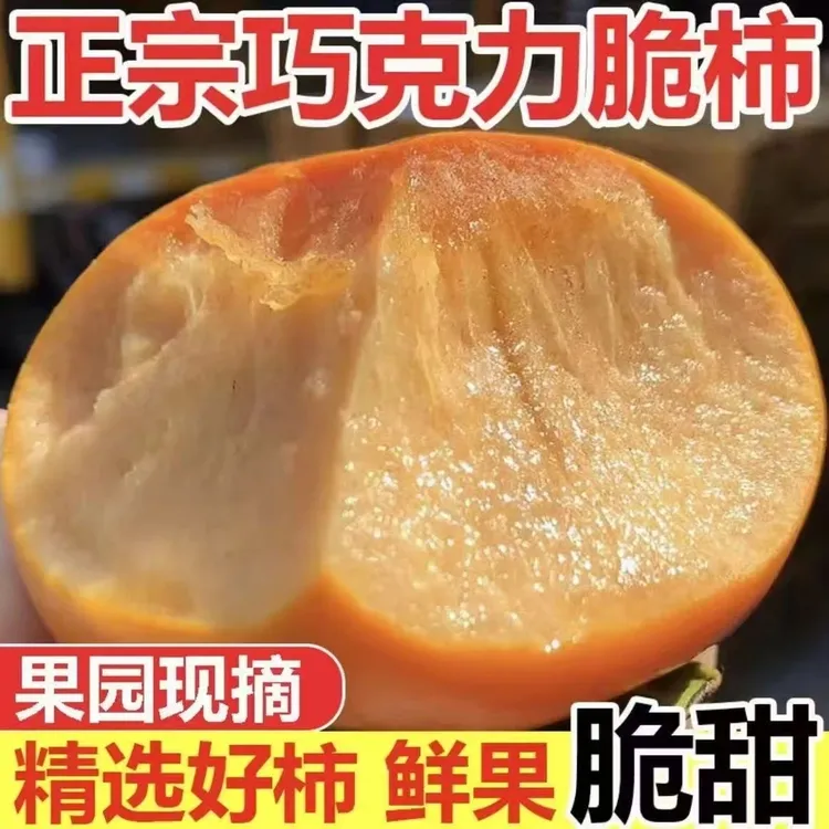 【5斤】冰糖心巧克力脆柿子2025年新鲜采摘香甜多汁不涩无籽脆柿子X