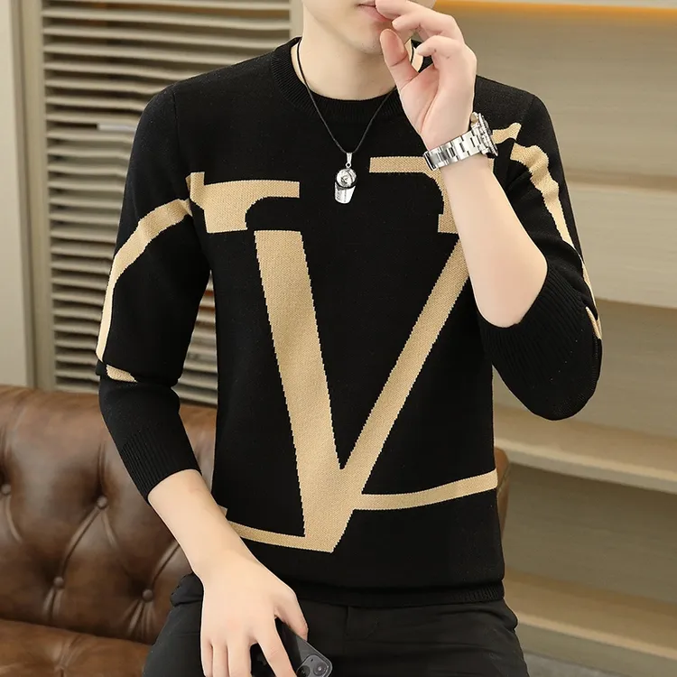 高品质潮流毛衣男士秋冬新款圆领针织打底衫百搭时尚帅男休闲上衣