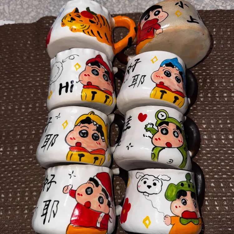 景德镇手绘可爱卡通釉下彩手工水杯陶瓷