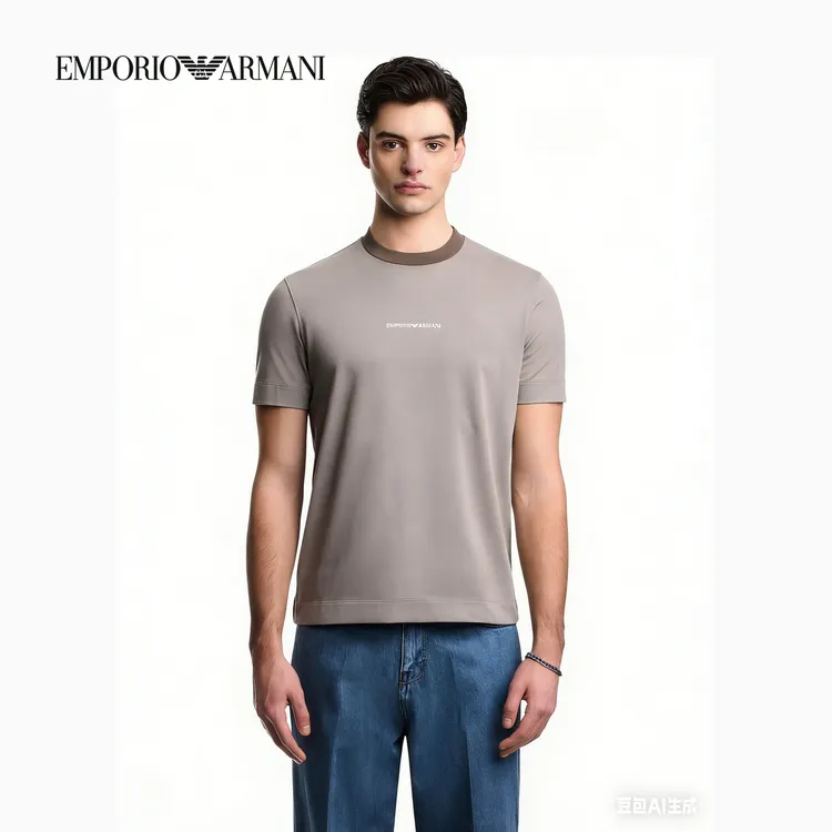 EMPORIO ARMANI/阿玛尼春夏新款男女情侣圆领短袖正肩印花复古T恤商品图