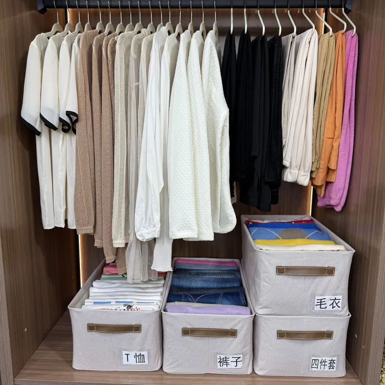 新品美拉德系棉绒布艺收纳盒透视折叠衣柜送教学视频 