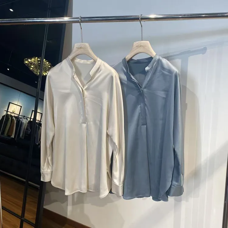 MNFK  砂洗弹力缎 重磅真丝  双色衬衫 CS0531